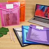 Vicloon A4 Vertical Plastic File Folders 5pcs Snap Closure Card Slot Blue view 4