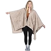 Catalonia Women's Poncho Cape, Sherpa Cloak Coat, Snuggly Hooded Wearable Blanket, Gift Idea for Mom and Teen Girls