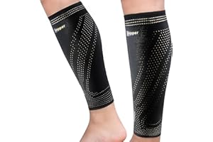 Hiball Copper Calf Compression Sleeves for Men & Women, Lower Leg Support Braces, Footless Graduated Compression Socks for Varicose Veins, Shin Splint, Lymphedema, Calf Pain Relief, Running (1 Pair)