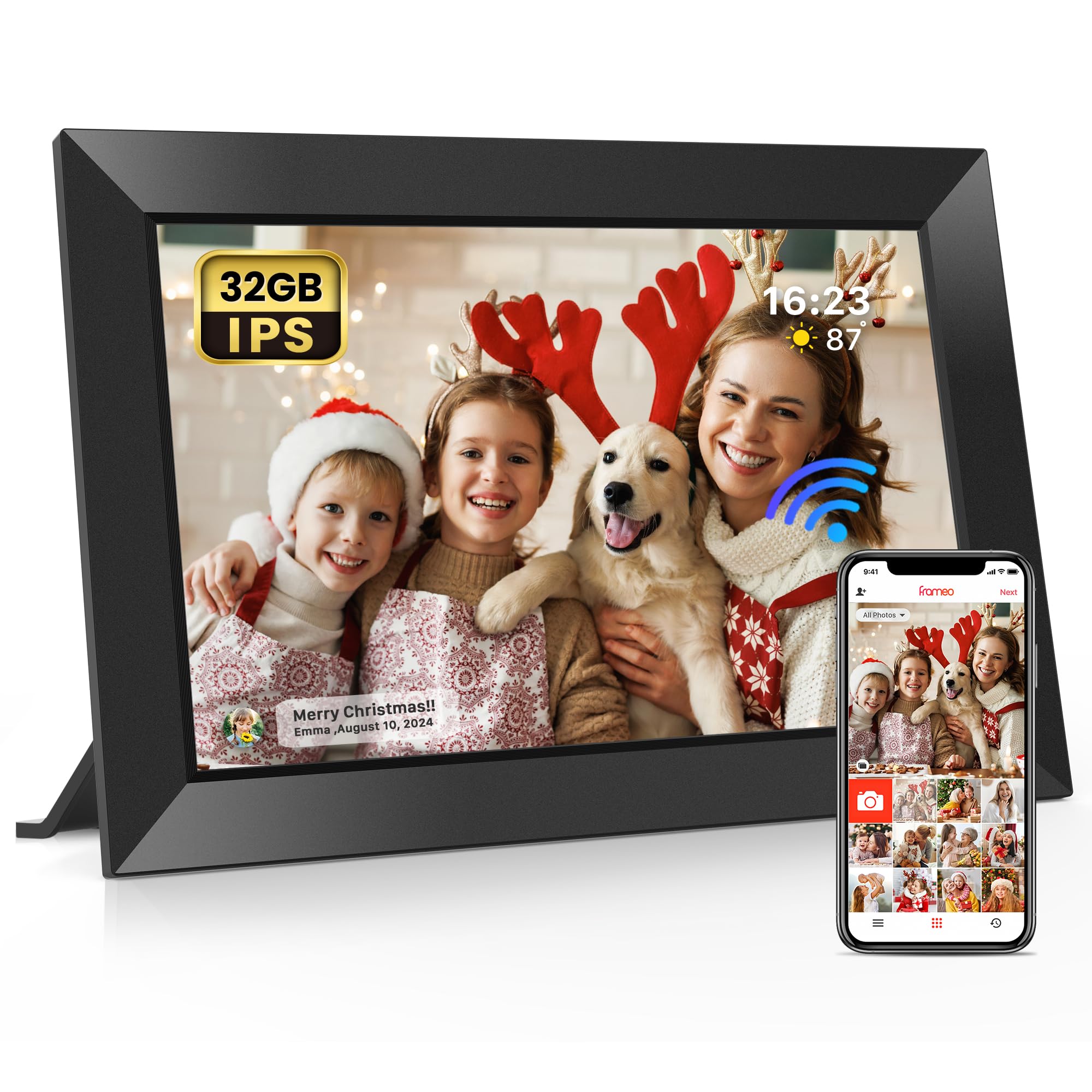 Photo 1 of Frameo 10.1 Inch WiFi Digital Picture Frame with 32GB Memory, 1280 x 800 IPS Touch Screen Smart Electronic Photo Frame, Wall Mountable, Auto-Rotate, Share Photos/Videos Via Frameo App from Anywhere