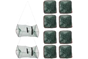 MILISTEN Foldable Fish Cage Mesh Shrimp Net Nylon Fishing Net Sturdy Aquaculture Mesh Cage for Crab Lobster Fishing