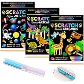 PEMOTYST 3 Set Scratch Paper Art for Rainbow Scratch Craft Painting Books for Birthday Party DIY Craft Kits