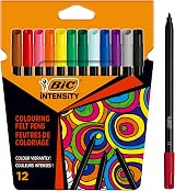 BIC Intensity Felt Tip Pens 12 Pack Vibrant Colouring Set