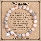 Jewelry&Card Best Friend Birthday Gifts for Women, Natural Stone Best Friend Bracelet,Friendship Gifts for Women Friends