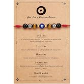 Fenye Evil Eye Bracelets Red String Protection Gifts for Women Men | Triple Protection, Healing Crystal, Natural Beaded Jewelry, Tiger Eye, Black Tourmaline, Hematite, Good Luck Spiritual Charm
