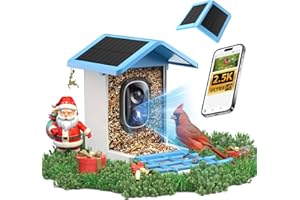 ​​isYoung Smart Bird Feeder with Camera, 2.5K QHD Resolution, AI Identify 16000+ Birds, AI Auto-Capture & Motion Detection, IP65 Water-Resistant, 5W Solar Powered, Best Gift for Bird Lovers（Blue）