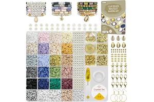 ClaBead 6300 Pcs Clay Beads Bracelet Making Kit for Adults, 24 Colors 6mm Clay Beads for Bracelets Making, Jewelry Making Kits with Letter Beads for Girls 13-15, Friendship Bracelet Kit for Women
