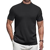 COOFANDY Men's Mock Turtleneck Sweater Short Sleeve Casual Knitted T-Shirts Thermal Tops Solid Basic Tee