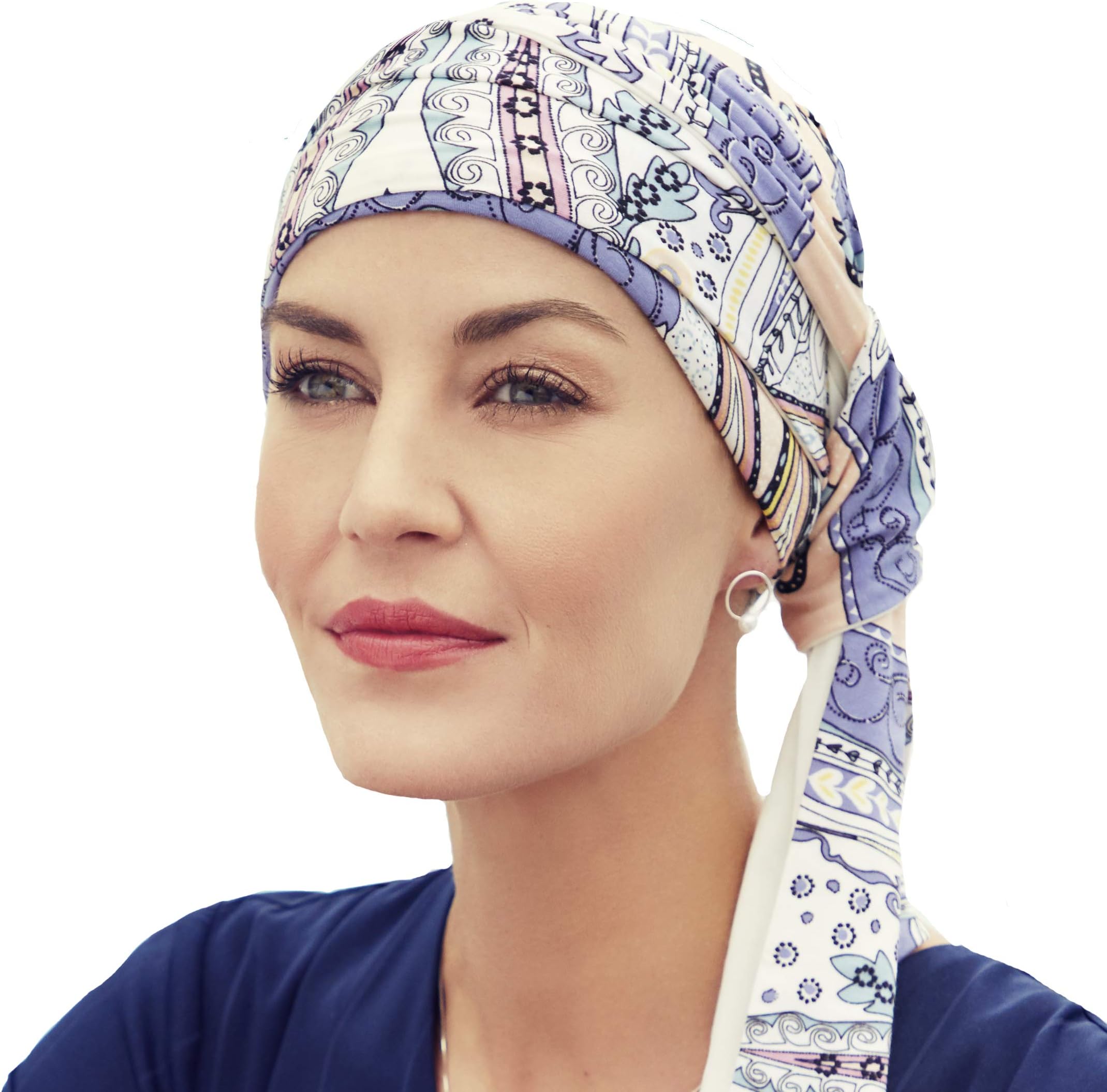 Christine Headwear Extremely comfortable long ribbons reversible Mantra turban with Kaleidoscope Print