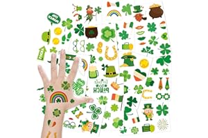 RINOLY 228PCS St.Patrick’s Day Tattoos,Shamrock Temporary Tattoos for Kids, St Patricks Day Face Stickers, Irish Parade Accessories Party Favors Decoration, 24 Sheets