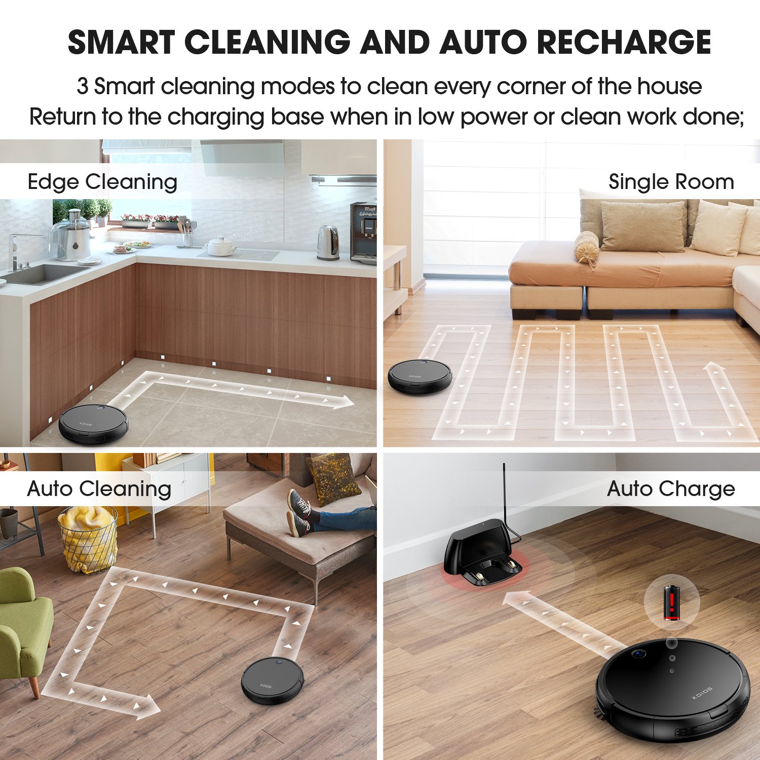 Robot Vacuum Cleaner by KOIOS I3 80 Higher Suction Robotic Vacuum