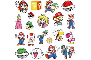 HITOMOSU Iron on Patches,20 pieces Embroidered Applique Patches,Sew On Iron on Patches Fabric Repair Patches Cute Cartoon Anime Mario Patches for Kids Adult Clothes Jeans Jackets Hats Shoes Backpacks