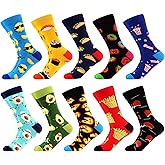 WeciBor Men's Dress Funny Crazy Colorful Novelty Combed Cotton Crew Socks 12 Pack - Size 7-10/10-13/13-15