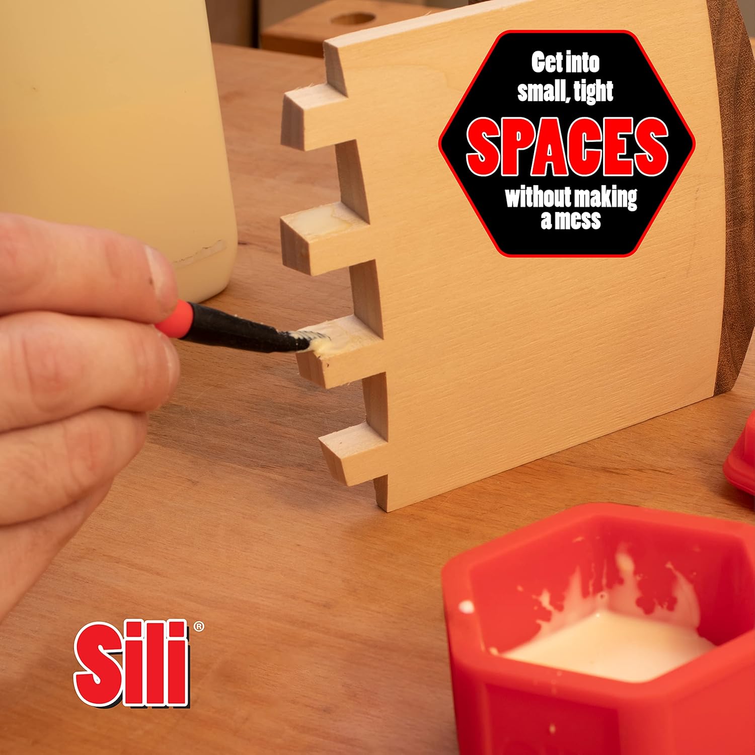 Sili Glue Pod and 3 Sili Micro Glue Brushes with Multi Purpose Sealable Lid/Glue Brush Holder • Fine Tip • Chiseled Tip and Flat Tapered Tip Brushes for Arts • Crafts • Models and Woodworking: Industrial & Scientific