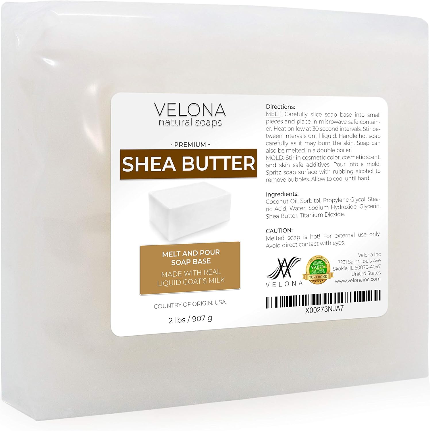 2 LB - Shea Butter - Melt and Pour Soap Base by Velona | SLS/SLES Free | Natural Bars for The Best Result for Soap-Making: Arts, Crafts & Sewing