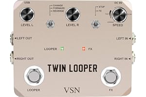 VSN Looper Pedal,Stereo Guitar Loop Pedals,Guitar Effect Pedal Loop Station Multi-function 11 Types of Play with 10 Minutes L