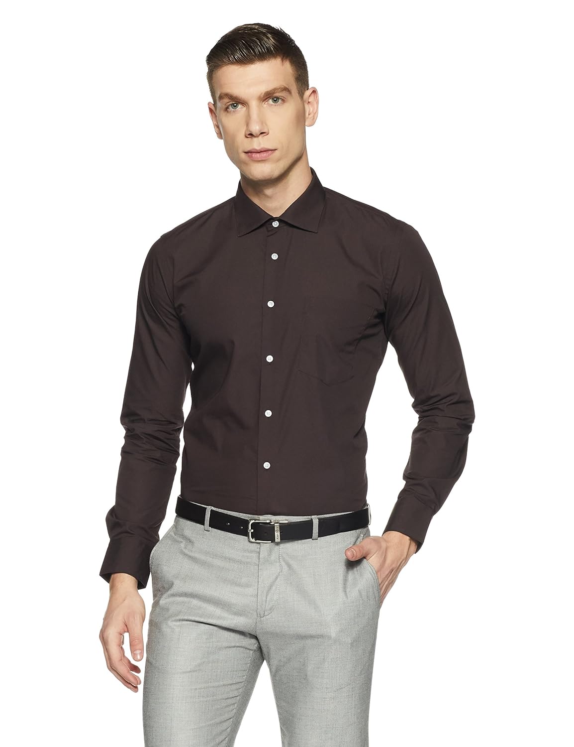 van heusen men's solid slim fit formal shirt
