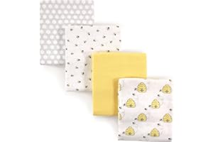 Hudson Baby Unisex Baby Cotton Flannel Receiving Blankets, Bee, One Size