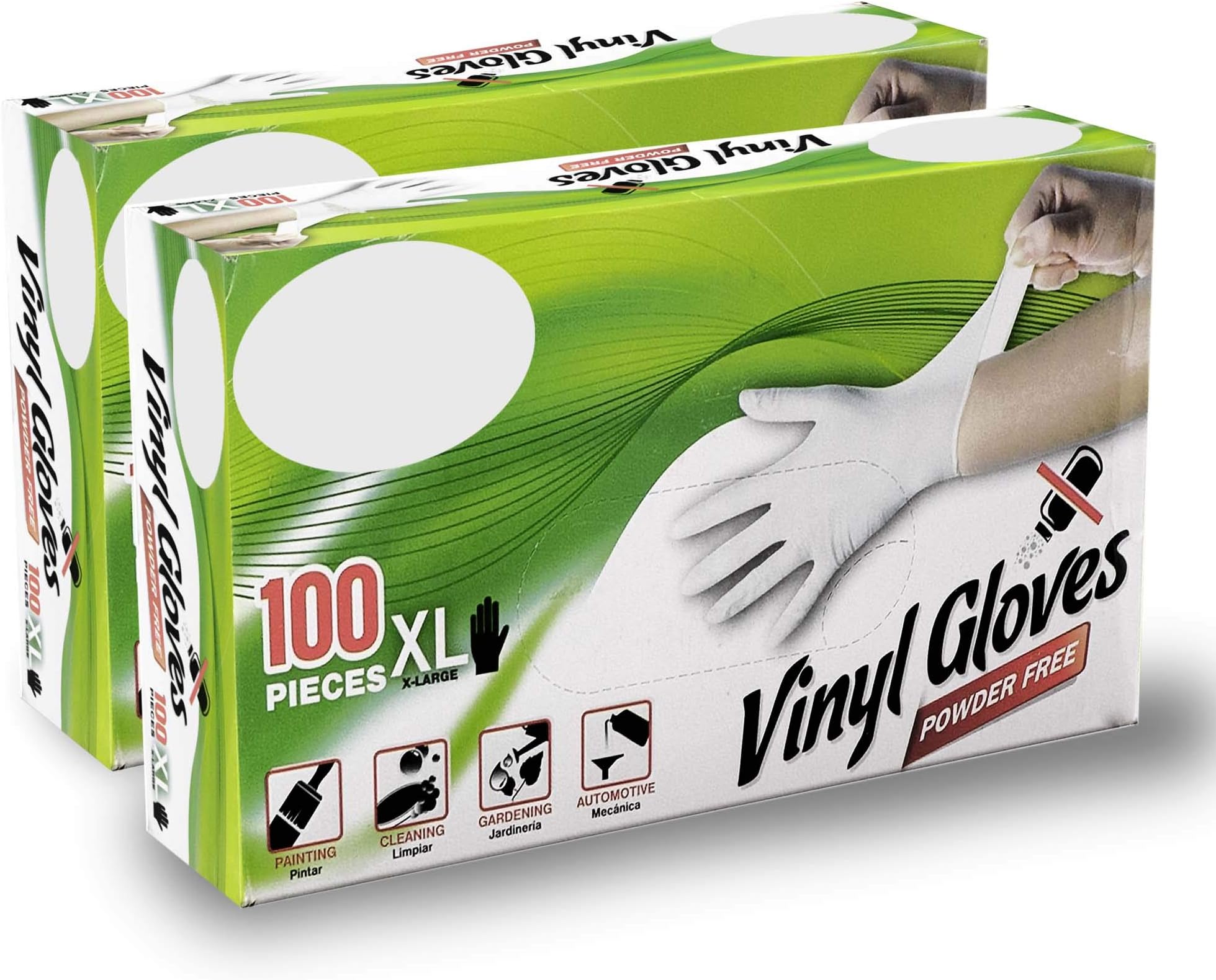 SteadMax 200 Pack Clear Vinyl Gloves Powder Free Plastic Disposable Latex Free for Hospital Household Cleaning Dishwashing Painting Gardening Catering Hairdressers and Automotive, XLarge (Pack of 200)