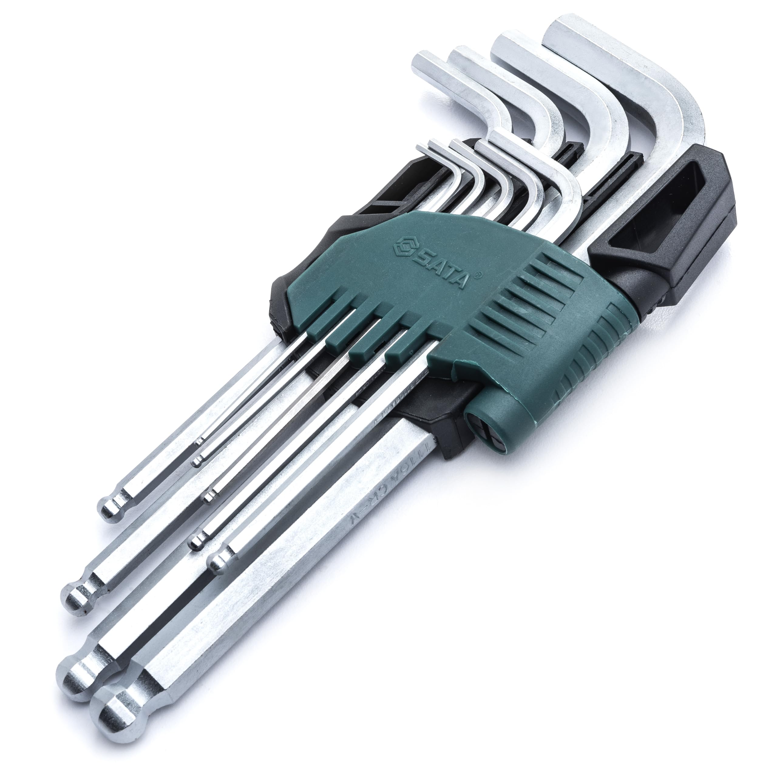 SATA ST09105ASJ 9-Piece Metric Hex Key Set, Long Arm Ball Point Design, with Alloy Steel Construction and Impact-Resistant Caddy