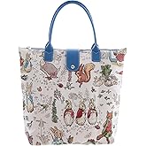 Signare Tapestry Foldable Tote Bag Reusable Shopping Bag Grocery Bag In Peter Rabbit Design (FDAW-BP-PETER)