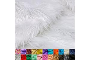 Ice Fabrics Faux Fur Fabric by The Yard - 60 Inches Wide Super Soft and Fluffy Shaggy Mohair Fur Fabric for Costumes, Apparel, Rugs, Pillows, Decorations and More - White - One Yard