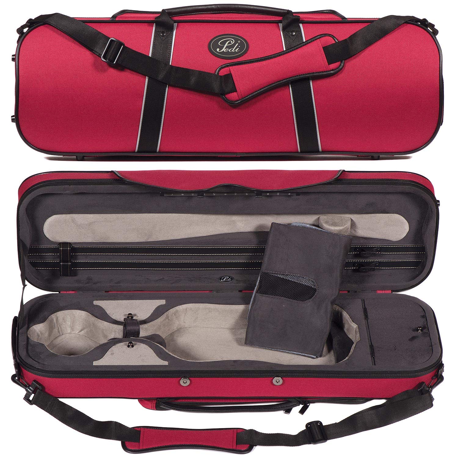 Pedi Red Oblong 4/4 Violin Case Musical Instruments