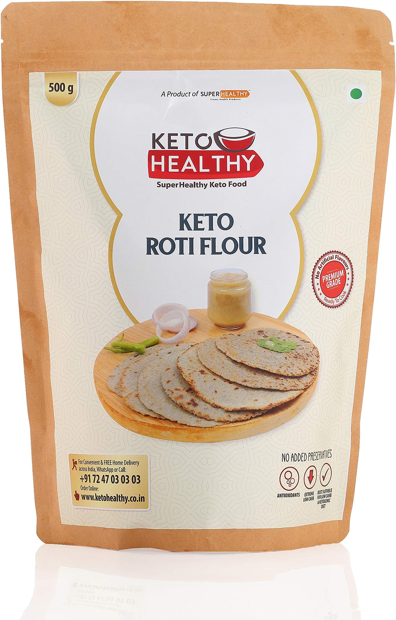Super Healthy Keto Roti Flour | Extreme Low Carbs | High in Healthy Fats | Antioxidant | A KetoHealthy Product | 500 GMS