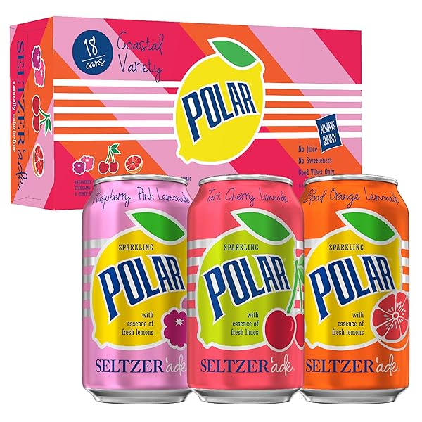 POLAR SELTZER’ADE COASTAL VARIETY PACK, 12 FL OZ CANS, 18 PACK