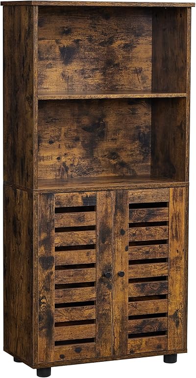 VASAGLE Floor Standing Cabinet with Louvered Doors Rustic Brown BBK161T01