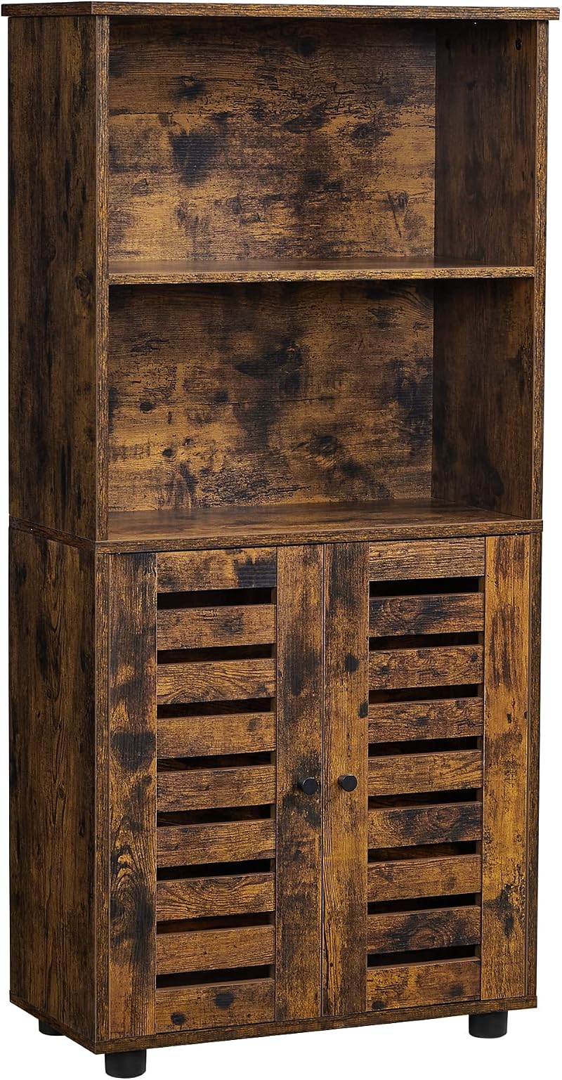 VASAGLE Floor Standing Cabinet with Louvered Doors Rustic Brown BBK161T01