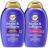 OGX Thick &amp; Full + Biotin &amp; Collagen Shampoo &amp; Conditioner, 2 x 13 fl. oz | Shampoo &amp; Conditioner Set, For Fine &amp; Thinning Hair, Gives Volume &amp; Body, Sulfate-Free, Nutrient-Infused, With Vitamin B7