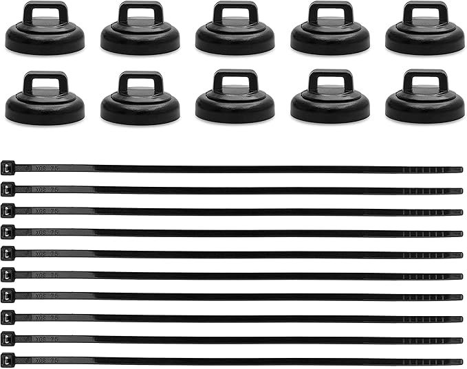 Jartly Cable Tie Mount, 10 Pack with Zip Ties, Black, Holds 10