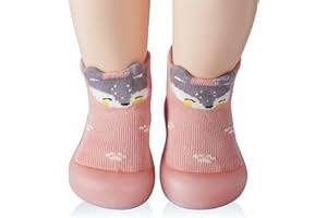 SEBELLST Baby Girl Sock Shoes Rubber Sole Non Slip Indoor Slipper Infant Girls First Walking Floor Shoes Soft Sole Non-Skid Slipper Breathable Lightweight Cotton Mesh Baby Shoes