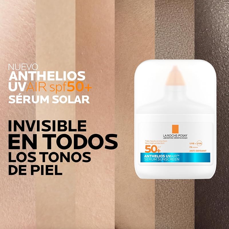 Sérum solar La Roche-Posay Anthelios UVAIR SPF50+, com ácido hialurónico, niacinamida e vitamina E, para todos os tipos de pele, 50 ml