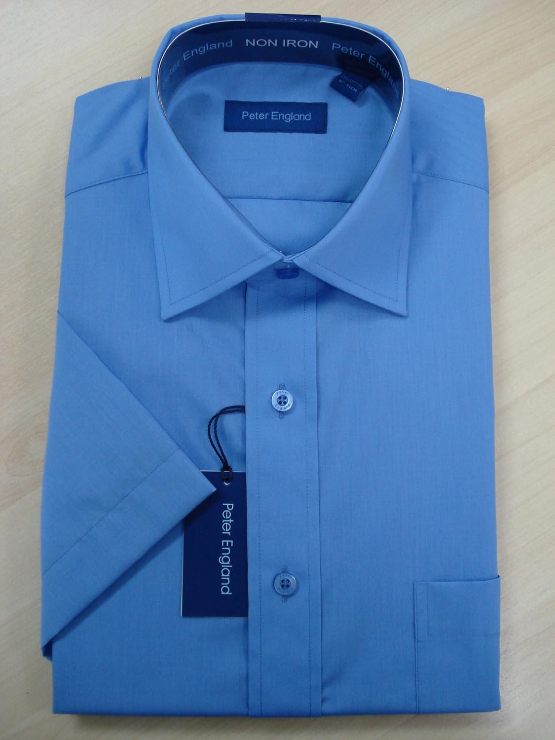 Peter England Mens Mid Blue Short Sleeve Formal Shirt (16h") Amazon.co