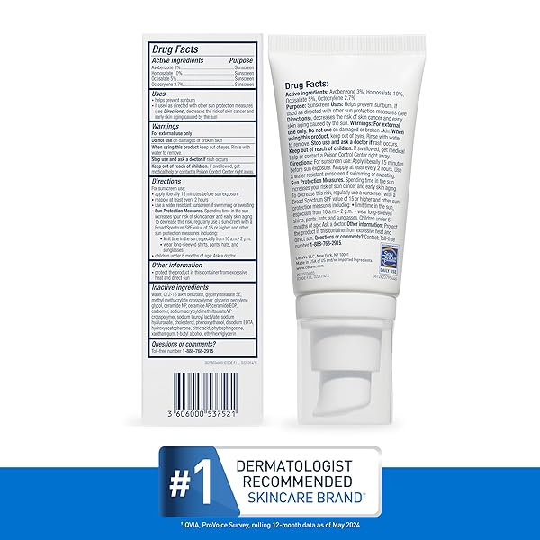 CERAVE ULTRA-LIGHT MOISTURIZING LOTION WITH SPF 30, DAILY FACE MOISTURIZER WITH SPF, FORMULATED WITH HYALURONIC ACID & CERAMIDES, BROAD SPECTRUM SPF, OIL FREE, MATTE FINISH, 1.7 OUNCE