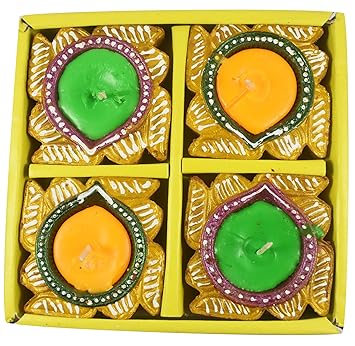 Urvi Creations Swastik Wax Fill Handmade Traditional Clay Mitti Diya/Deepak Oil Lamps Terracotta diyas Candles for Diwali Navratri Pooja and Diwali Decoration Lights Gift