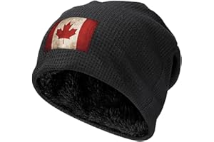 GHBNK Retro Canada Flag Beanie Hat Winter Knit Skull Cap for Men Women Slouchy Hats for Outdoor Black