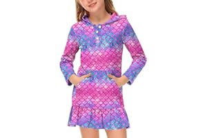 BesserBay Girls Summer Long Sleeve Coverups Button Down Terry Quickly Dry Ruffle Hem with Hood Cover Up 4-14 Years
