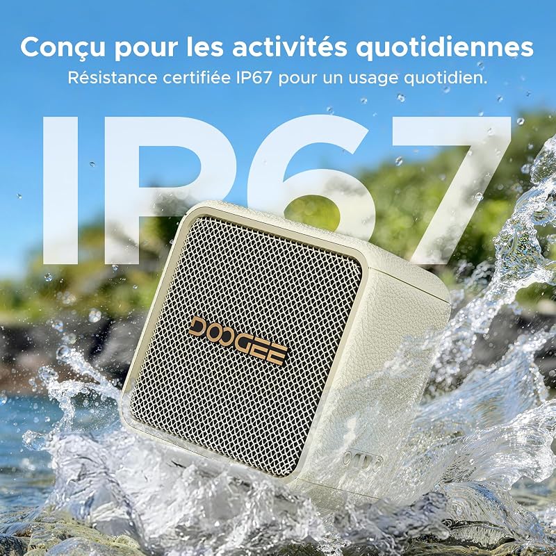 Enceinte Bluetooth Portable, Haut-parleurs Bluetooth sans Fil avec Bass Puissantes, Autonomie 16H, IP67 Etanche, Appairage TWS, USB,AUX,TF Carte, pour Fêtes, Voyage, Plage, Piscine - Noir