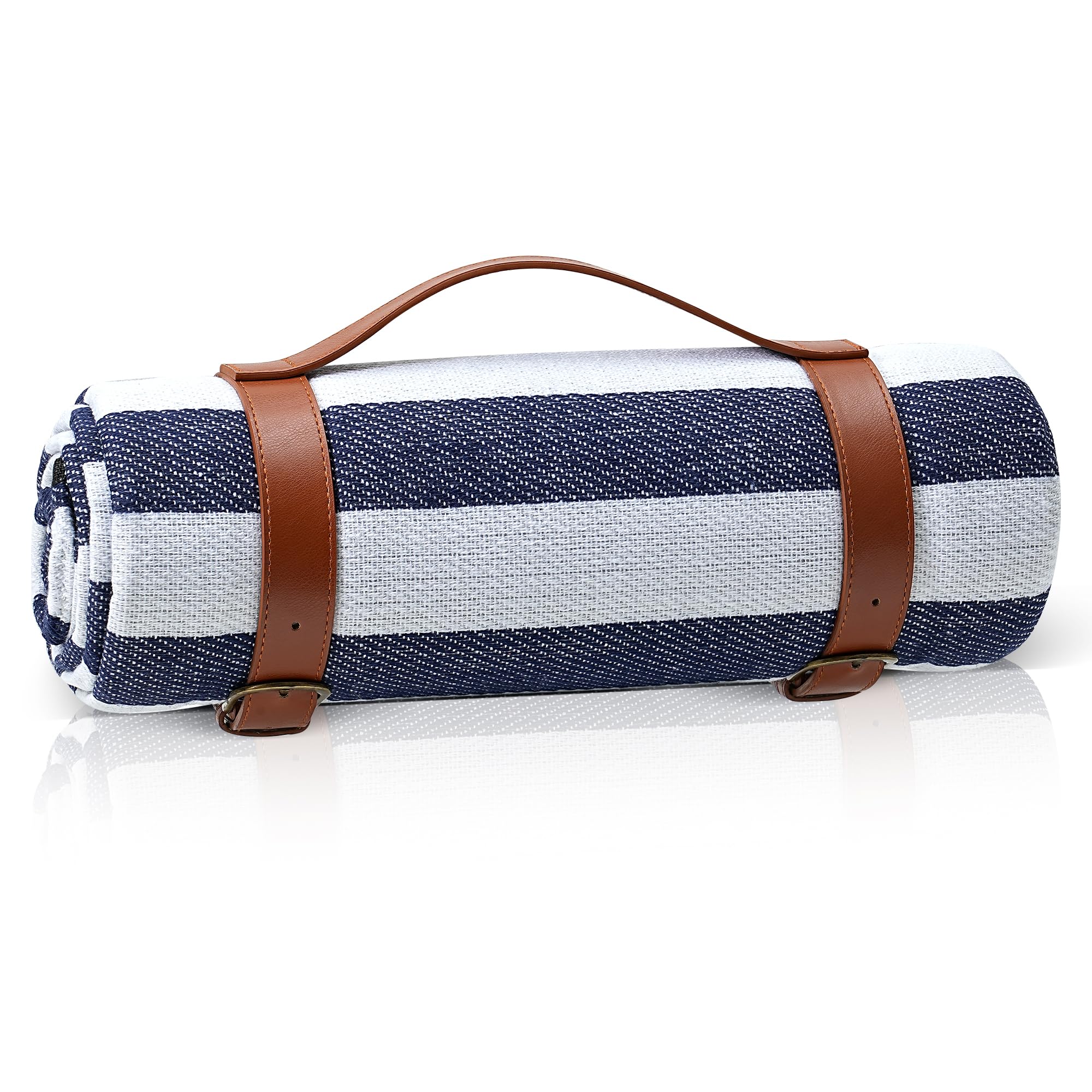 Extra Large Striped Picnic Blanket – Waterproof & Sandproof, Foldable with Carry Handle – Ideal for Picnics, Camping, Beach & Outdoor Use