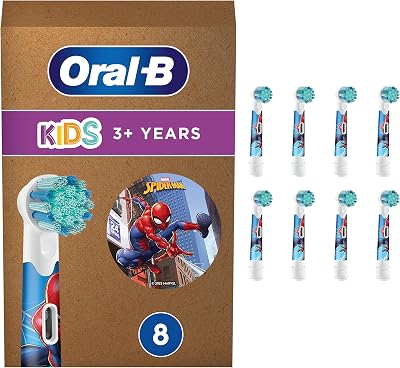 Oral-B Pro Kids Spiderman Toothbrush Heads 8 Pack Compatible with Kids Electric