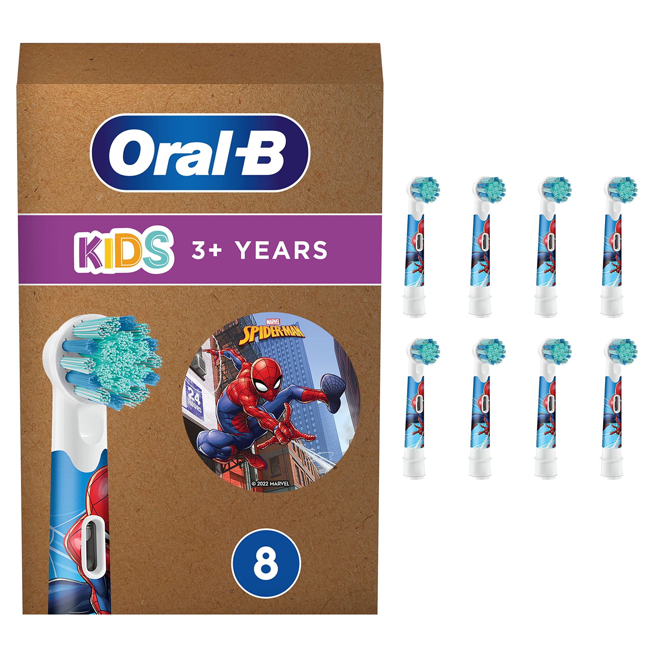 Oral-B Pro Kids Toothbrush Heads Featuring Spiderman, Pack of 8 Counts