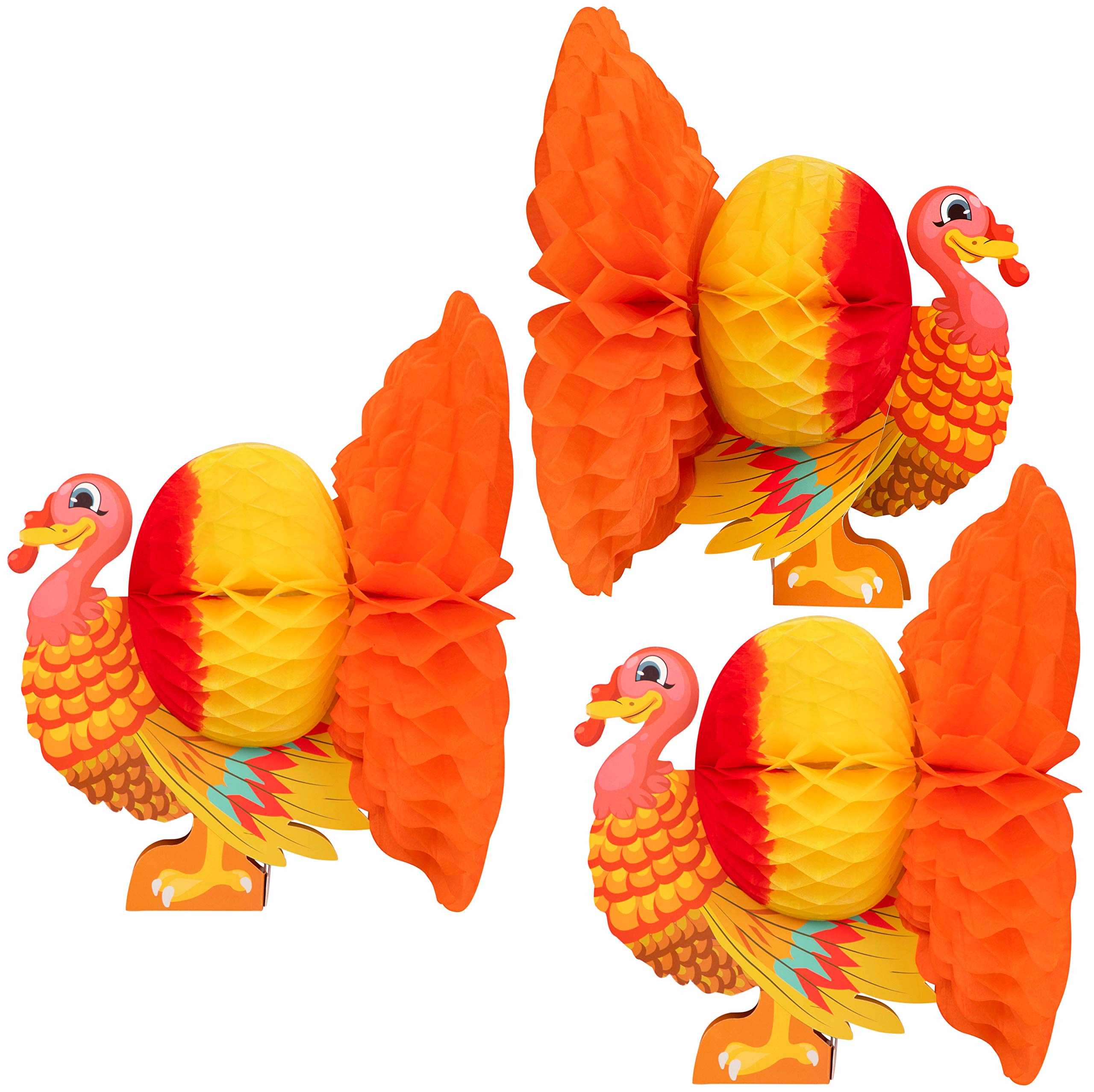 Photo 1 of 3 Piece Thanksgiving Tissue Turkey Decorations for Harvest Party Table Centerpiece Accessories