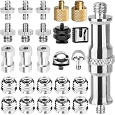 ChromLives Camera Tripod Adapter, 26Pack Camera Screw Mount Set 1/4 Threaded Converter Screws Adapter, 1/4 to 3/8 Hot Shoe Adapter,Tripod Mount Adapter Set for Monopod/Quick Release Plate