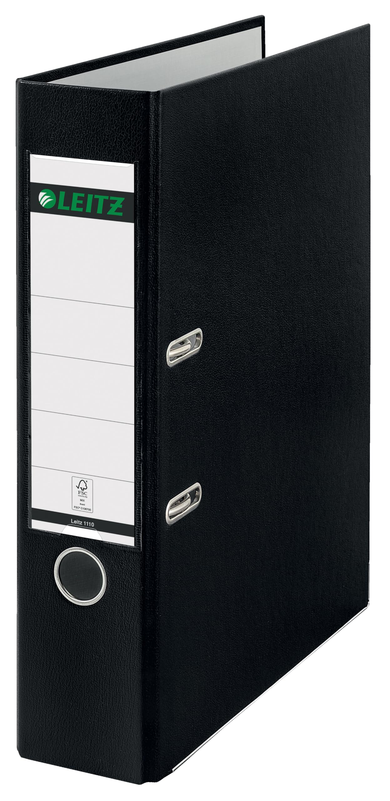 Leitz Lever Arch File, Black, Plastic, Foolscap, 8 cm spine, 11100095