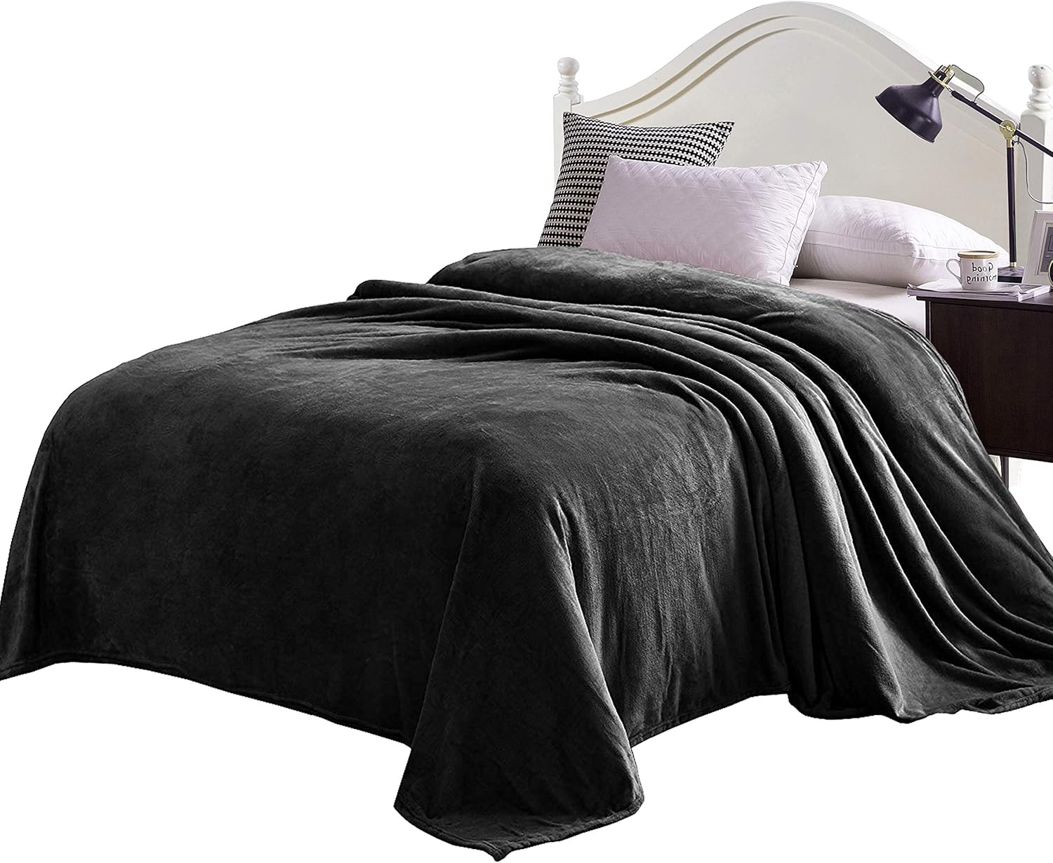 Exclusivo Mezcla Large Flannel Fleece Velvet Plush Throw Blanket – 50" x 70" (Ivory): Home & Kitchen