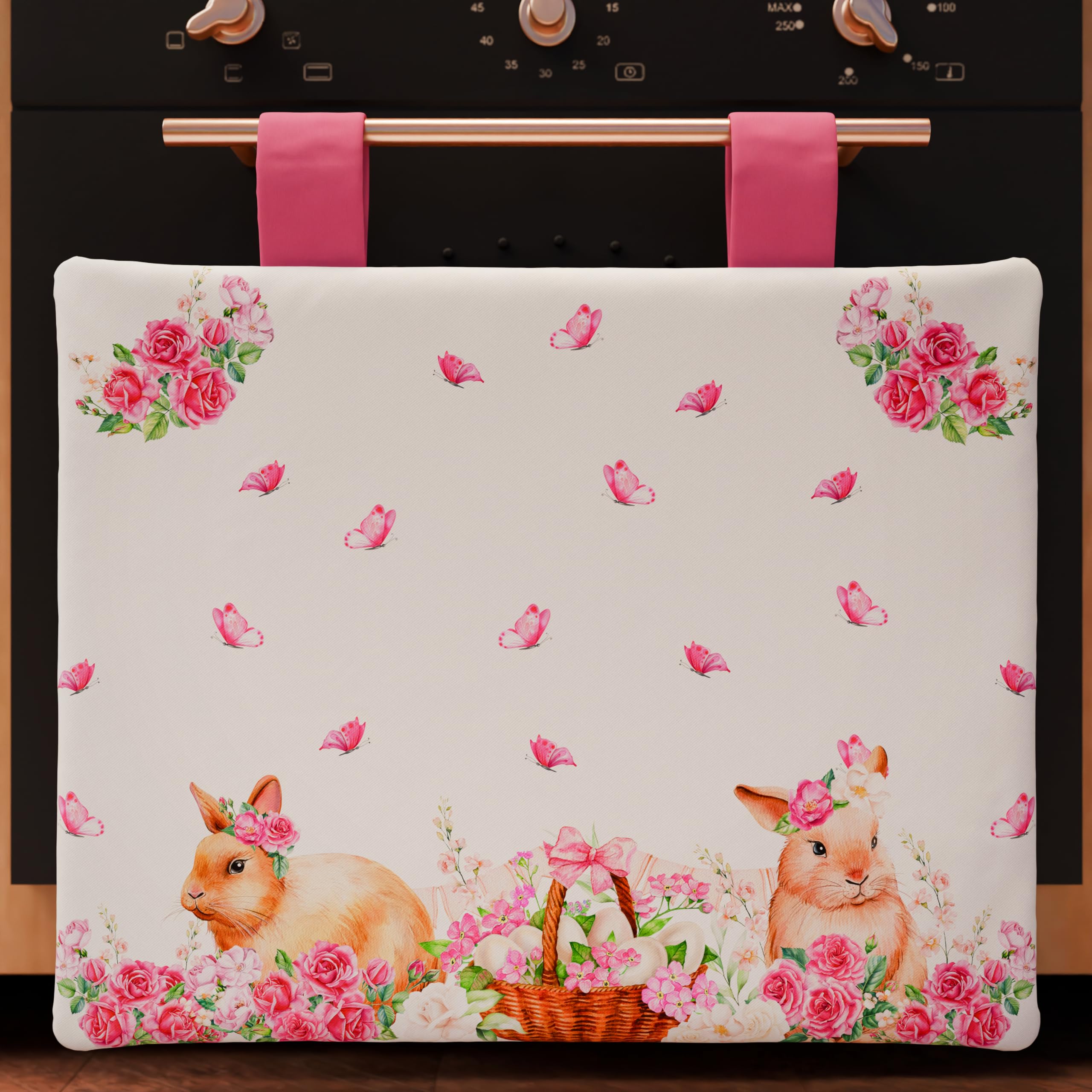 PETTI Artigiani Italiani Kitchen Textile Set, 100% Hypoallergenic Microfiber, Pink Bunny, Copriforno 40x50 cm — image 1