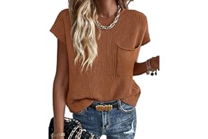 KIRUNDO Summer Fall Short Sleeve Sweater for Women 2025 Casual Sweater Vest Cotton Knit Pullover Tank Tops Fashion Clothing